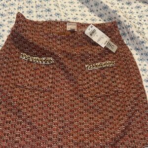 INC International Concepts Women's Tweed Pencil Skirt - Red and Brown